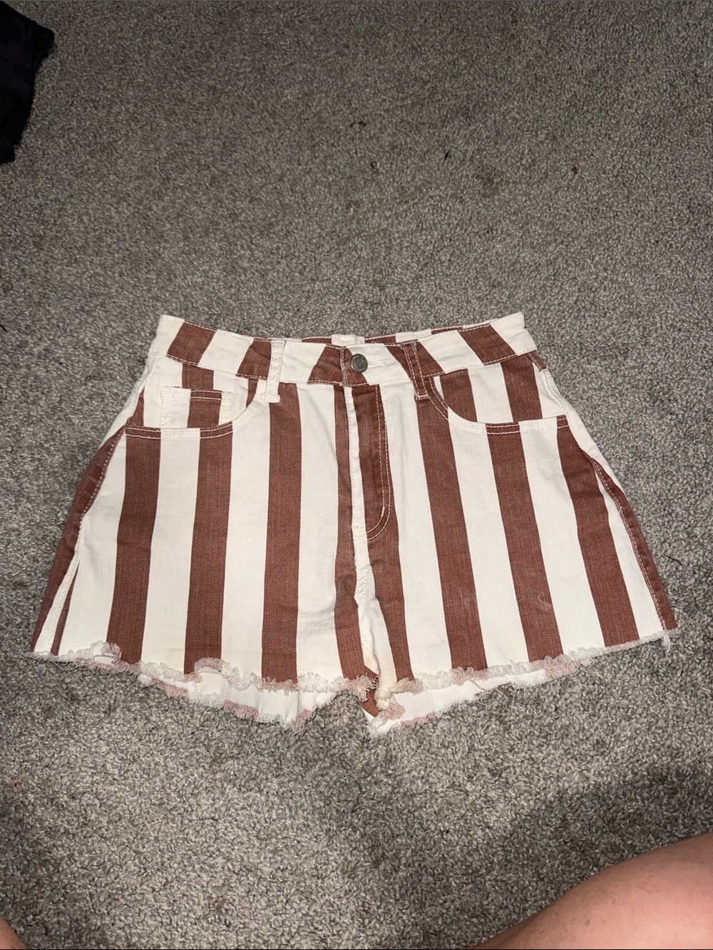 Altar'd State Striped High-Rise Jean Shorts